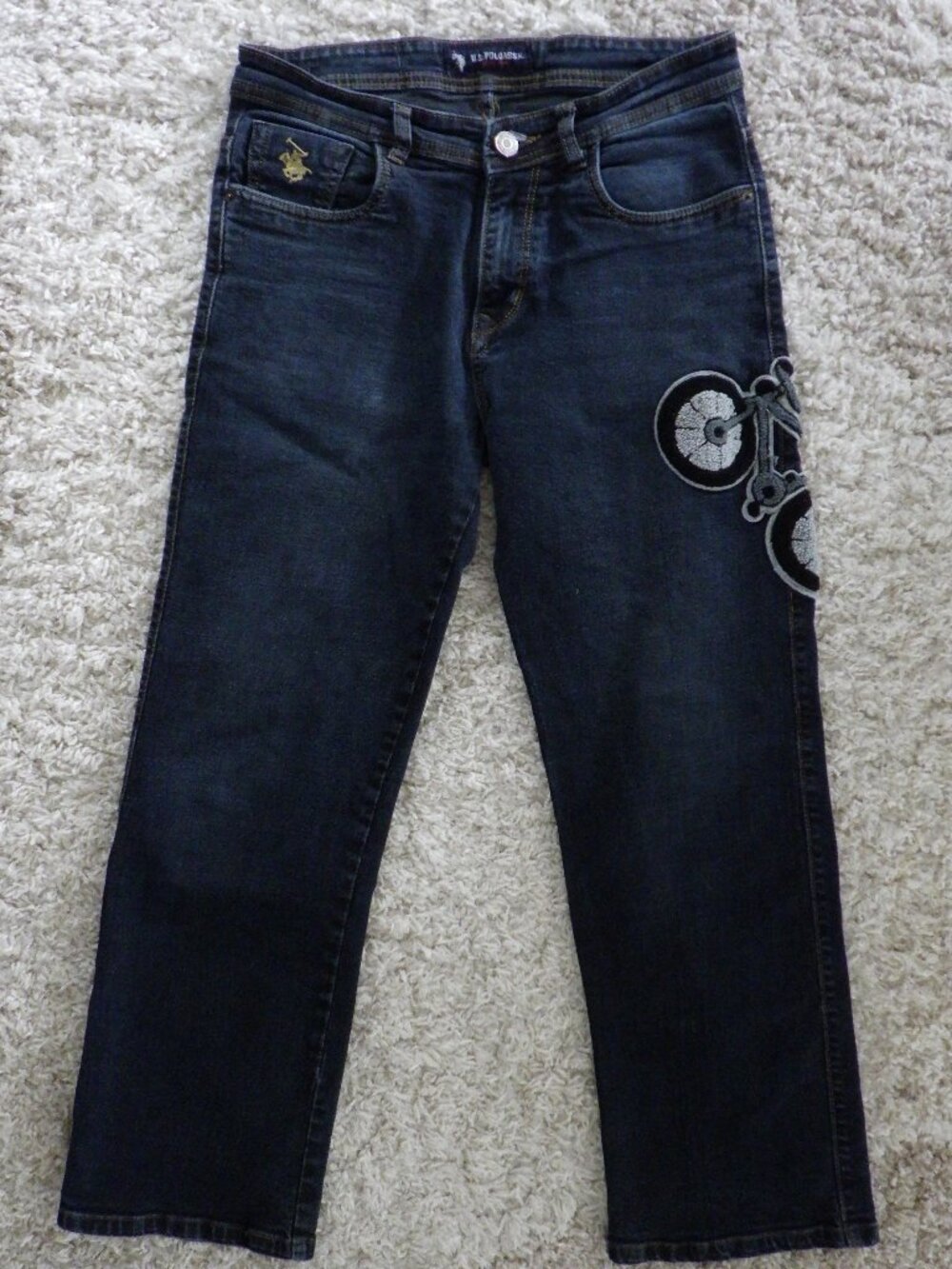 U.S. Polo Assn. Jeans Men's 32X28 Blue Denim Straight Leg Embroidered Patch - Picture 2 of 13